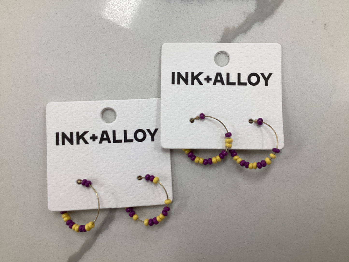 Victoria Beaded Purple and Gold Hoop Earrings