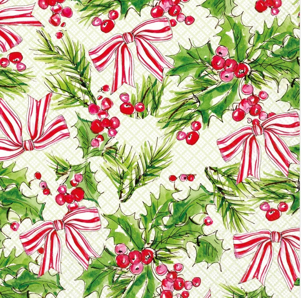 Rosannebeck Holly Bows Lunch Napkins