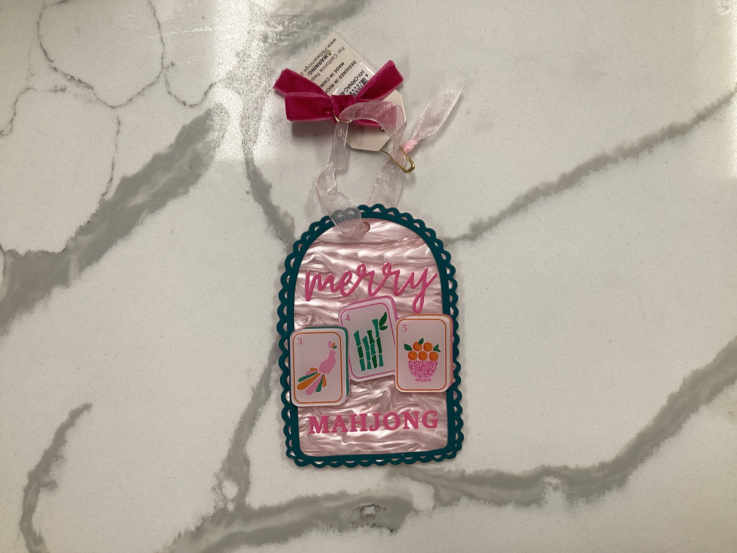 Merry Mahjong Scalloped Acrylic Ornament