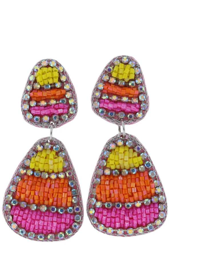 Beaded Candy Corn Earrings