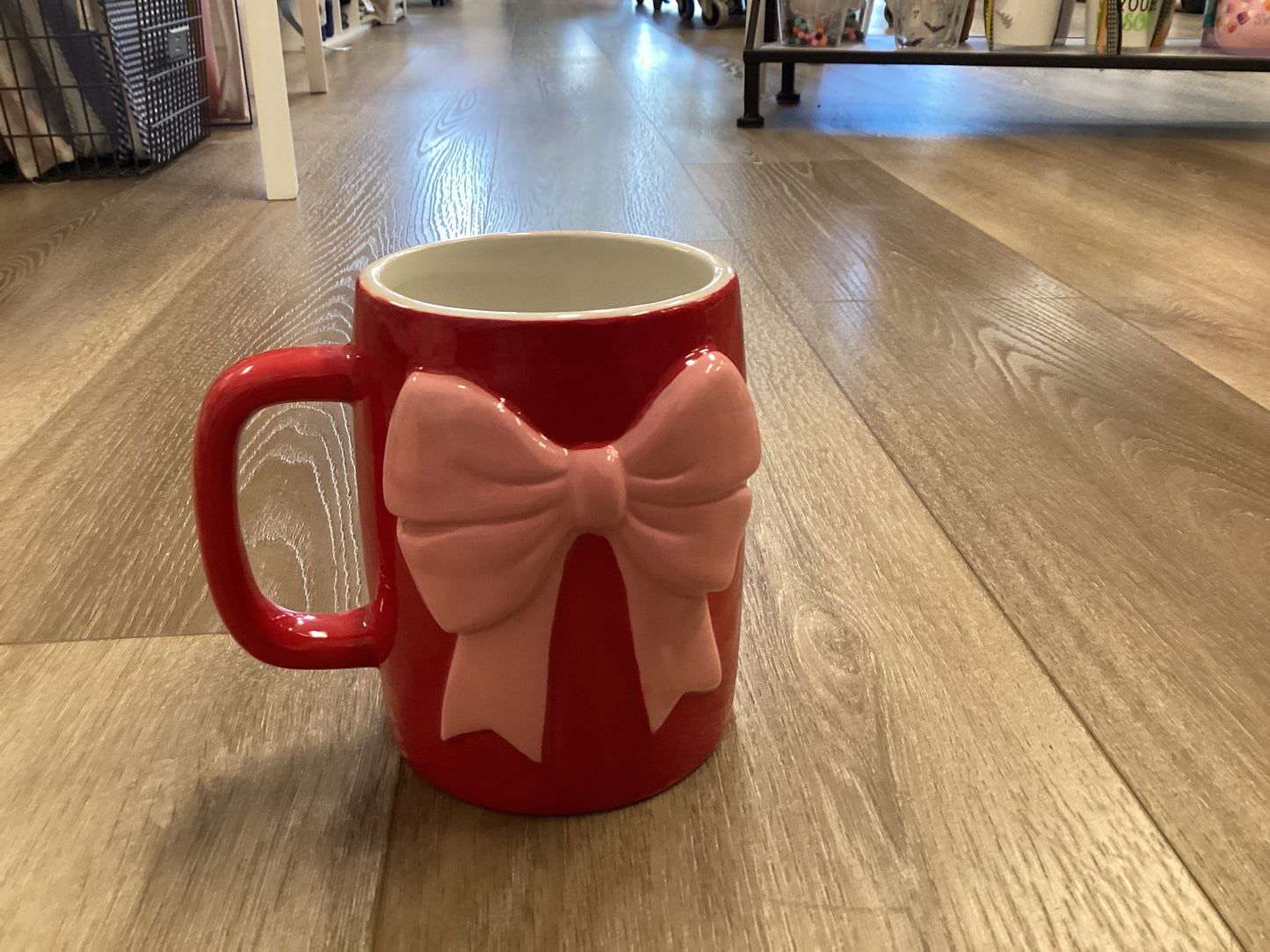 Ceramic Bow Mug Red&Pink