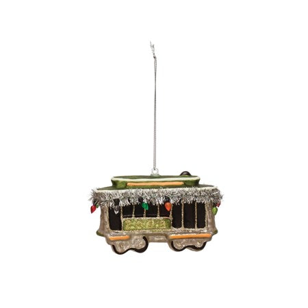 Hand Painted Glass Street Car Ornament