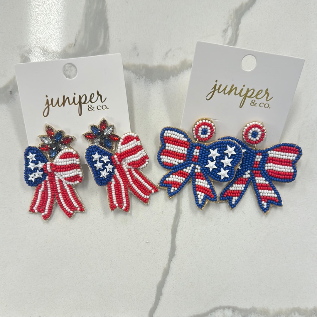 CC Patriotic Beaded Earrings