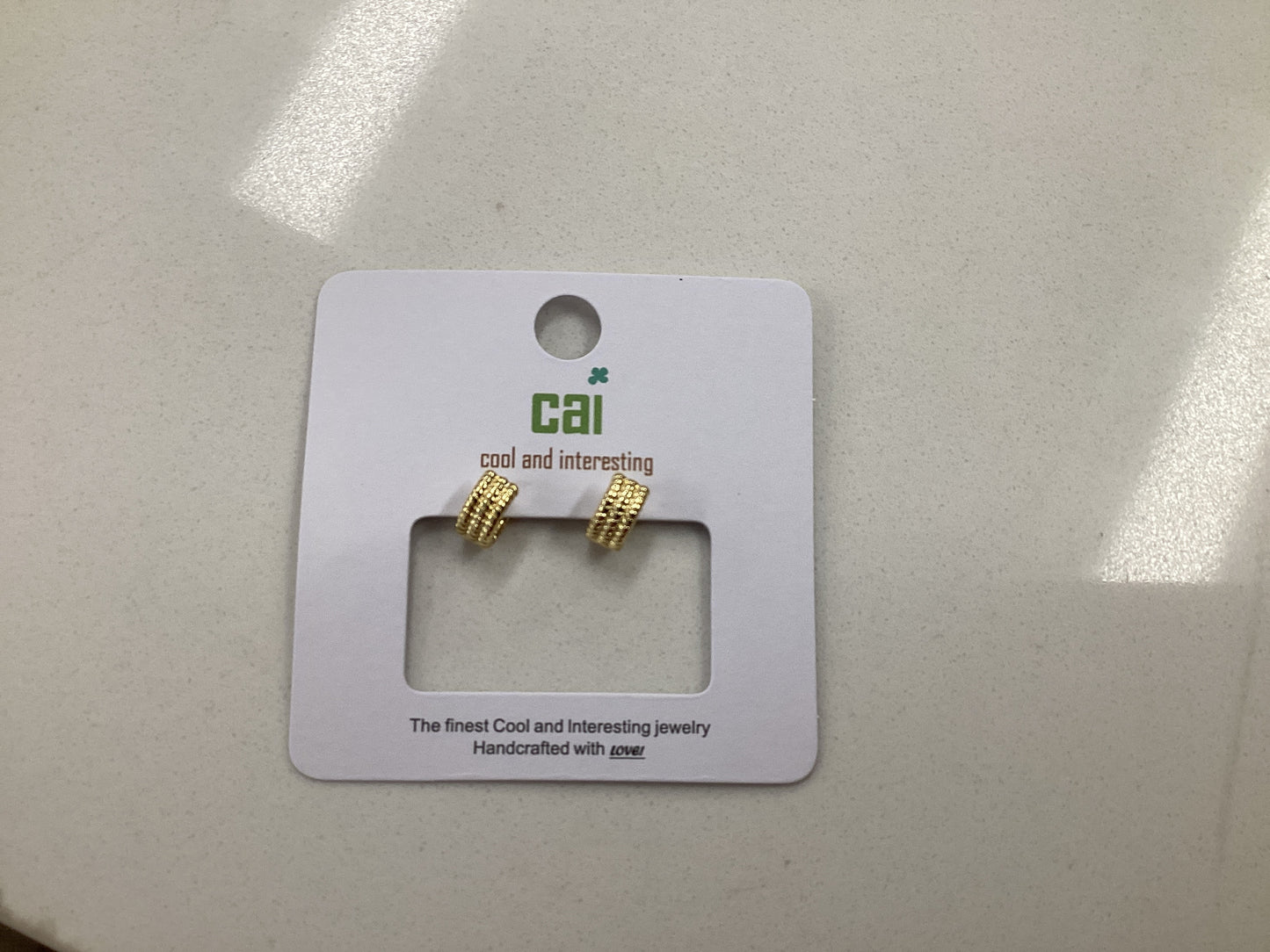 Gold Triple Twisted Huggie Earrings