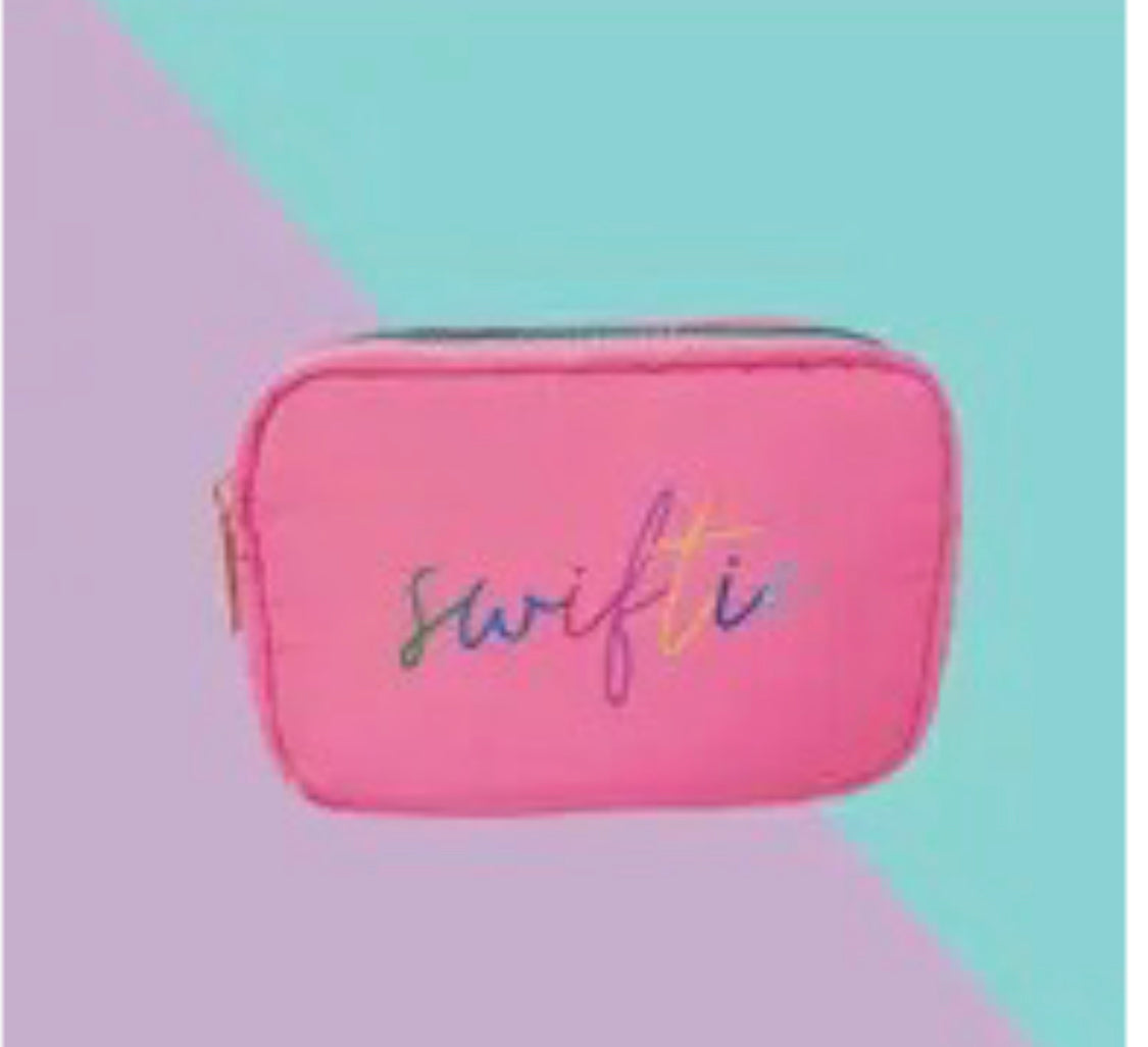 Swiftie Script Puffy Colorblock Pouch