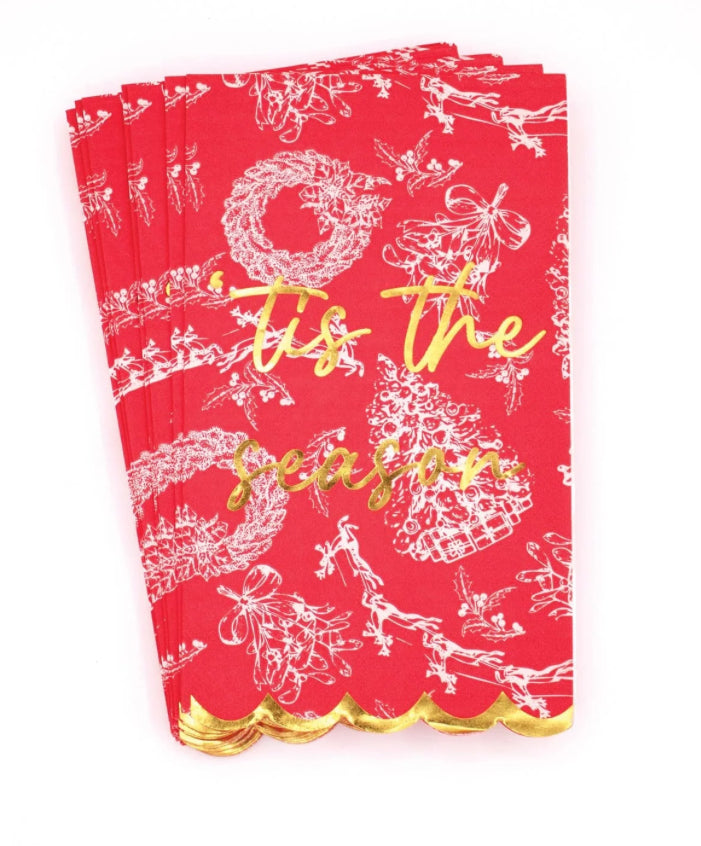 Red Toile Paper Guest Towel Packs