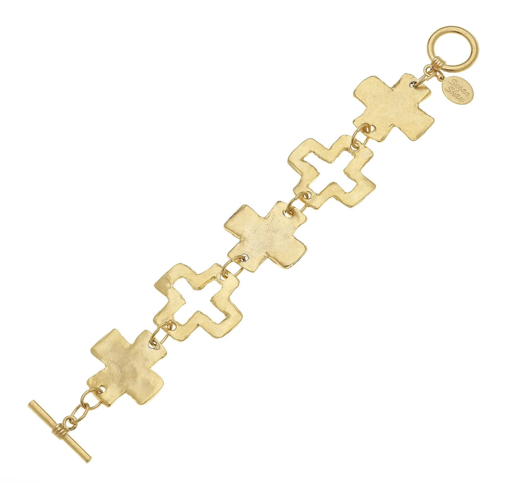 Gold Open Cross Bracelet