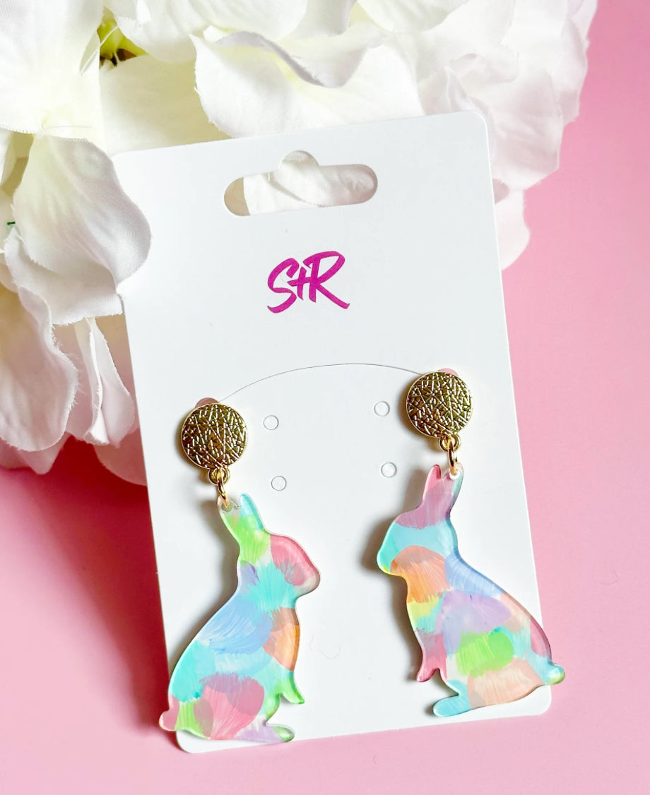 Spring Art Bunny Dangle Earrings