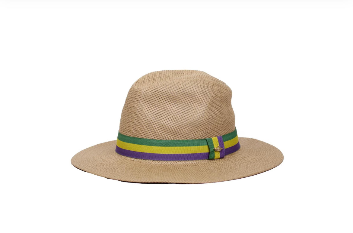 Panama Wide Brim Fedora Mardi Gras Hat