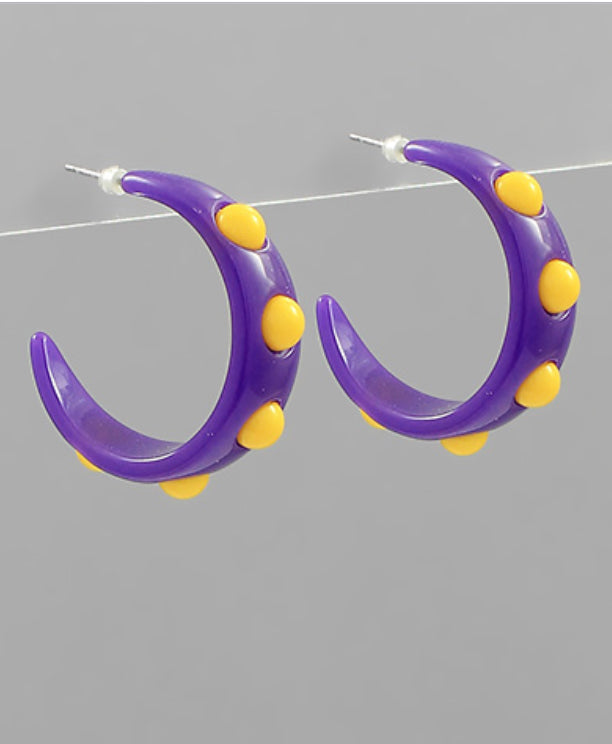 Game Day Dotted Ball Acetate Hoops Small