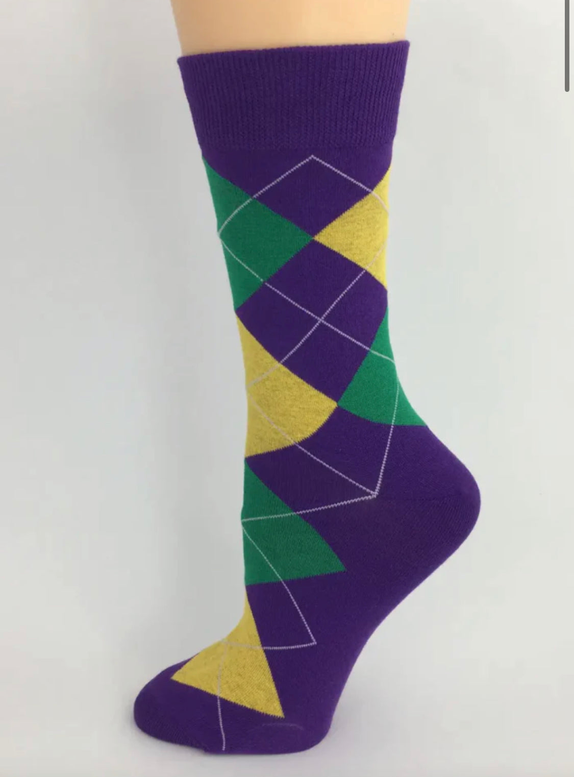 Argyle Mardi Gras sock