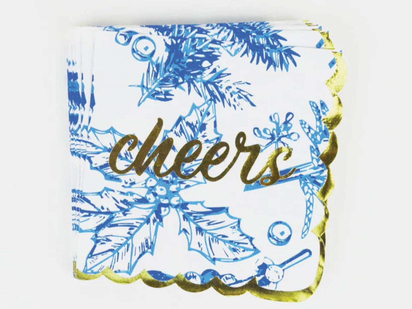 Paper Beverage Napkin Packs - Blue Foliage