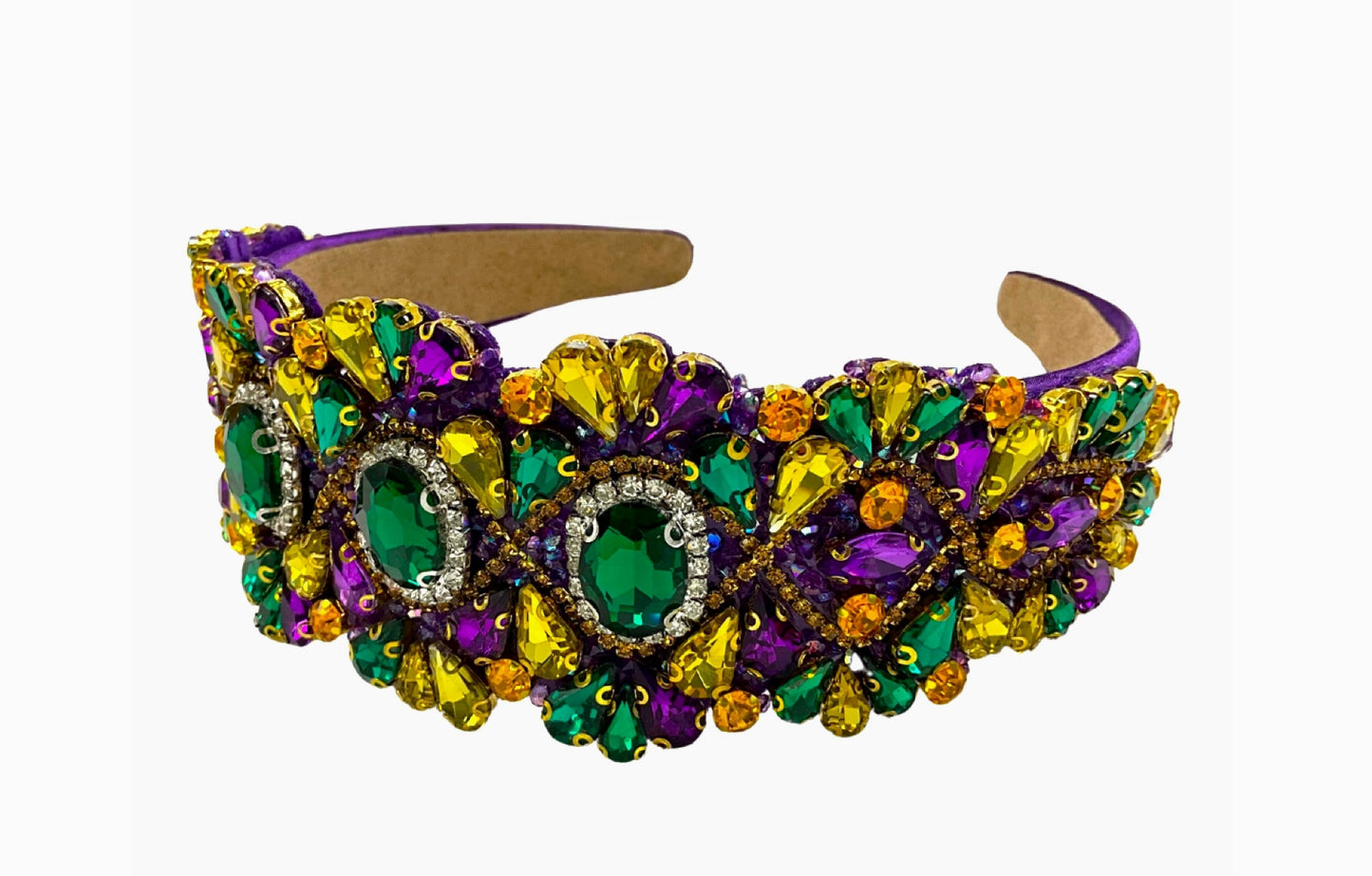 Purple Green and Gold Rhinestone Headband