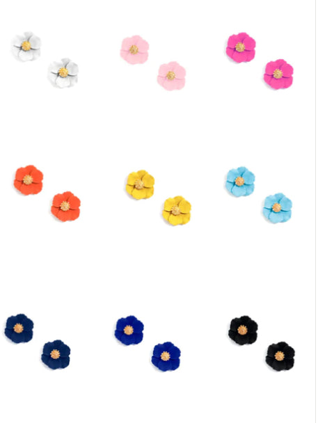 Painted Metal Flower-Shaped Stud Earrings
