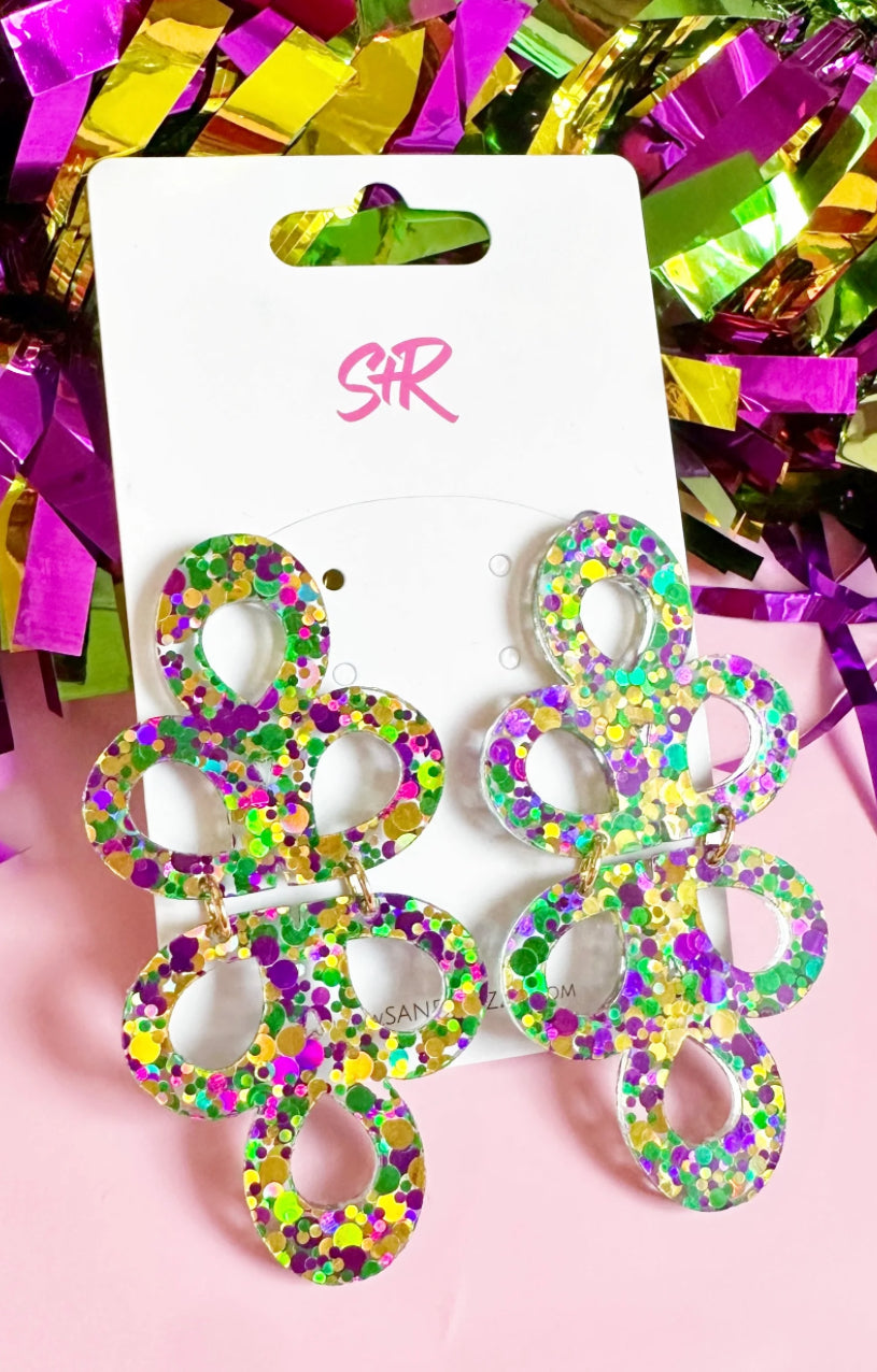 Sandy and Rizzo Mardi Gras Earrings