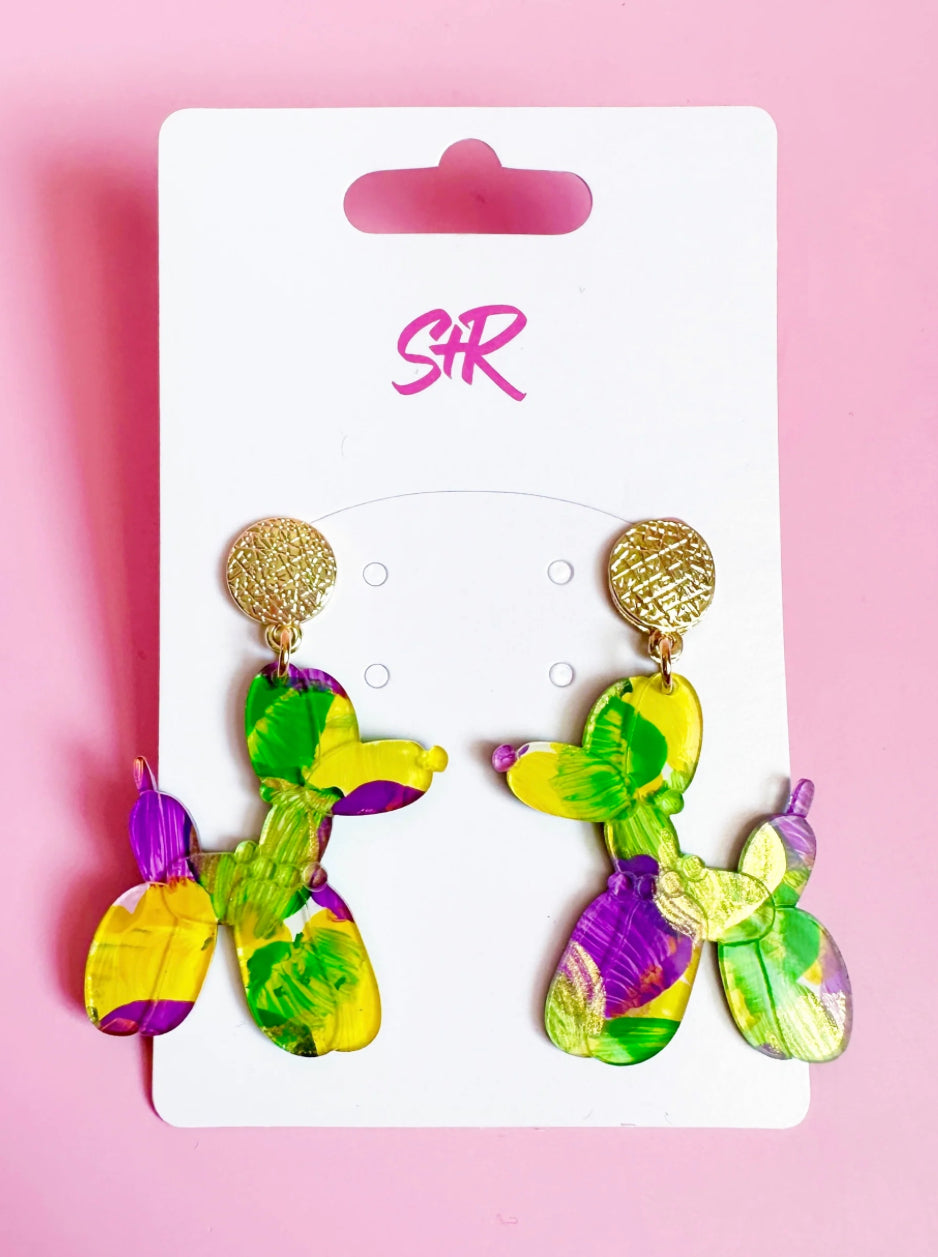 Sandy and Rizzo Mardi Gras Earrings