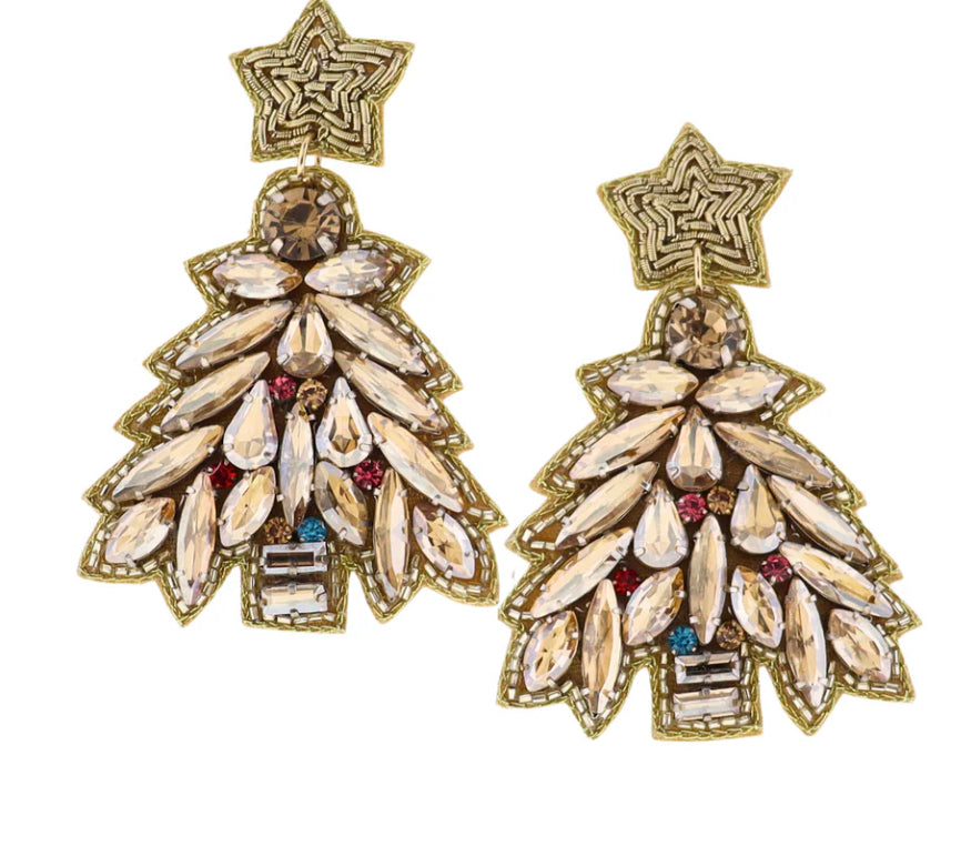 Beaded Christmas Tree Earrings