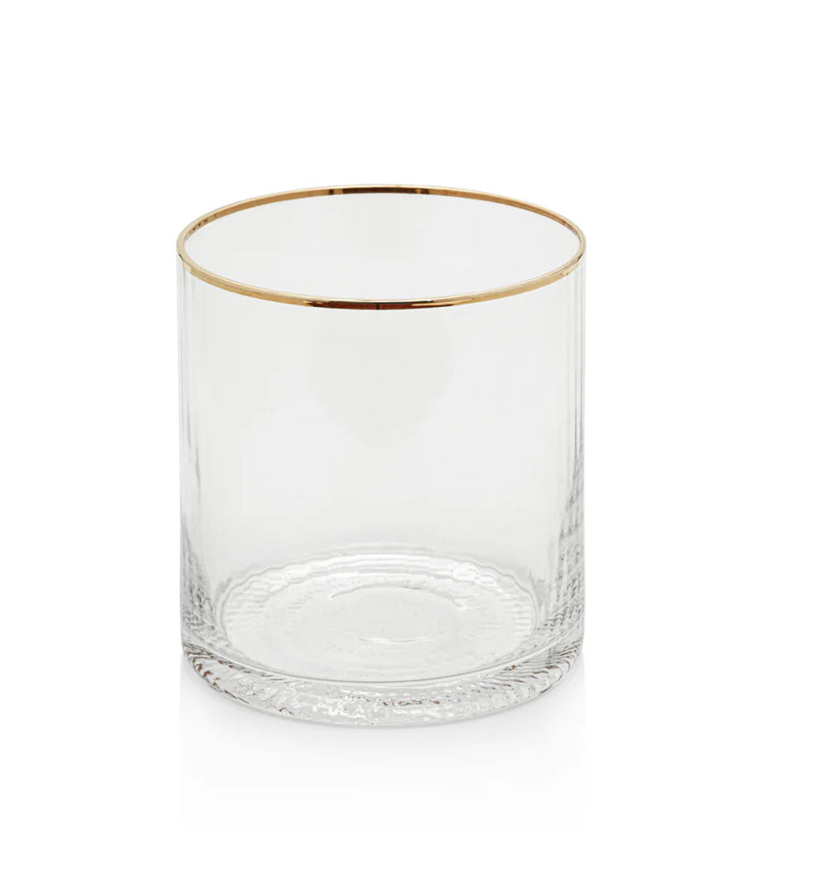 Optic Rock Glass With Gold Rim