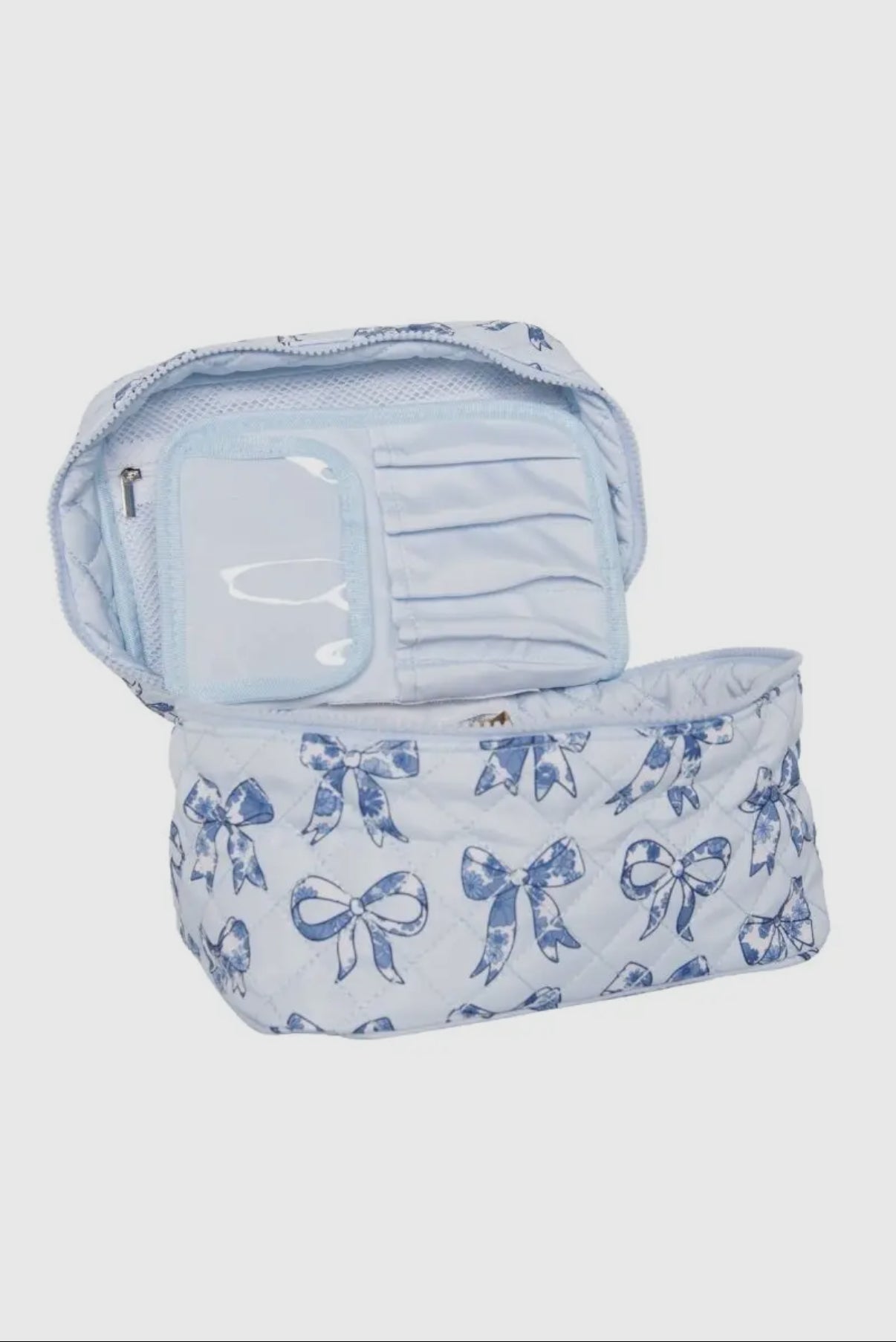 Light Blue Coquette Bows Makeup Bag