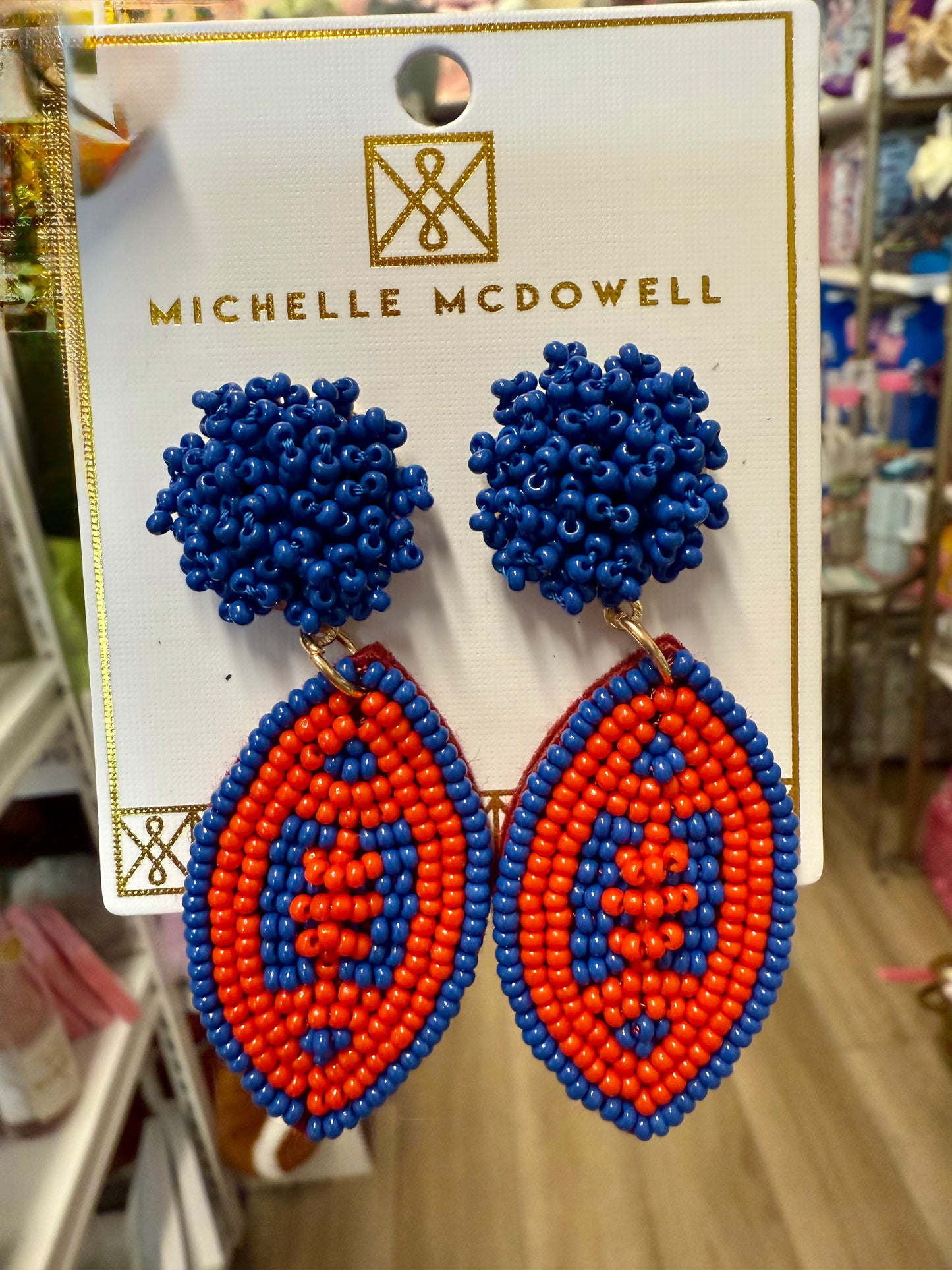 Earrings Football Navy & Red