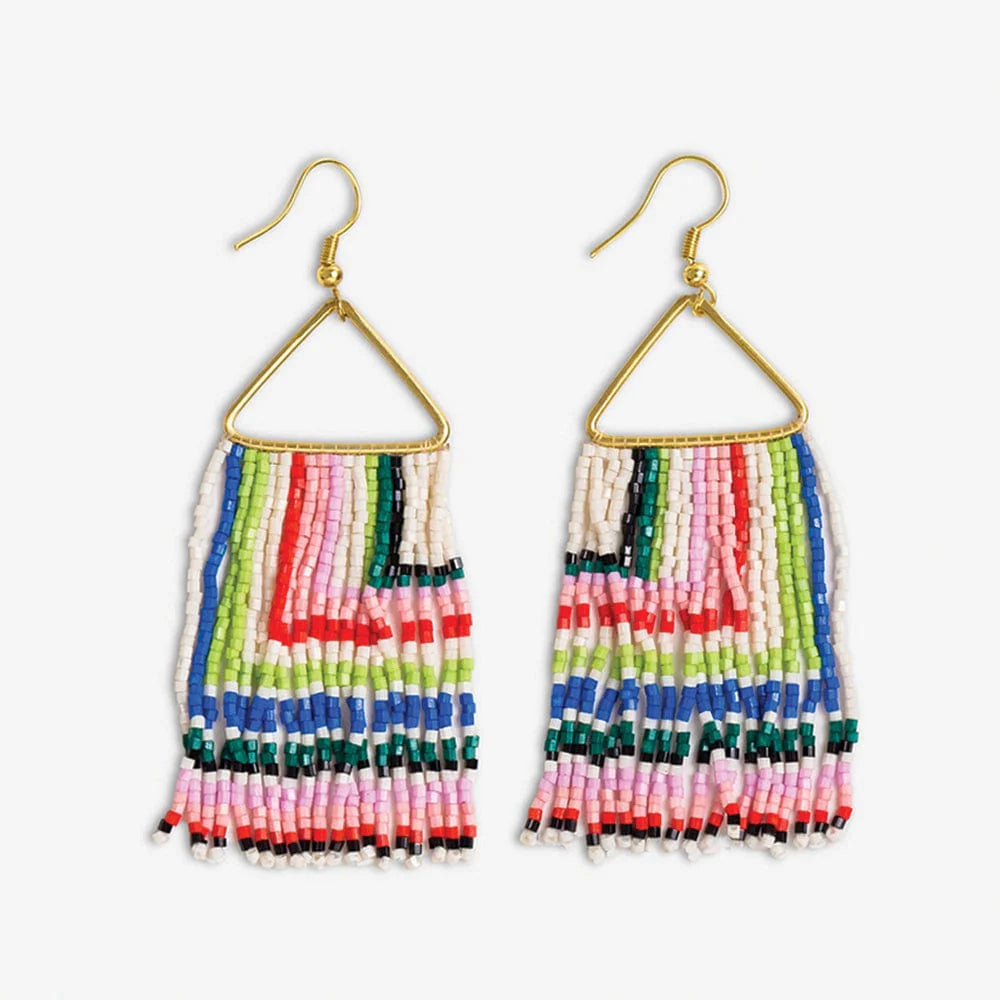 Triangle Beaded Fringe Earrings
