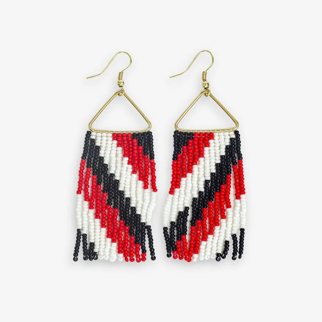 Triangle Beaded Fringe Earrings