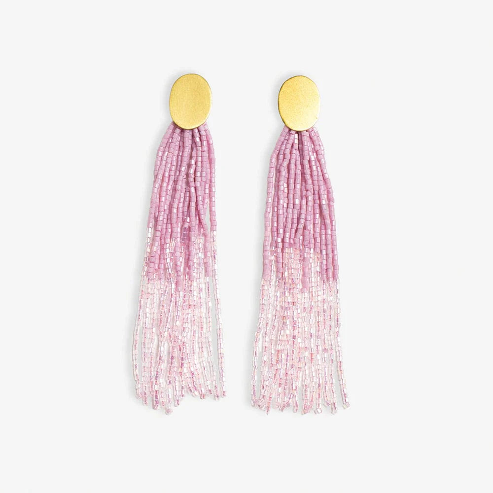 Brass Post Beaded Tassel Earrings