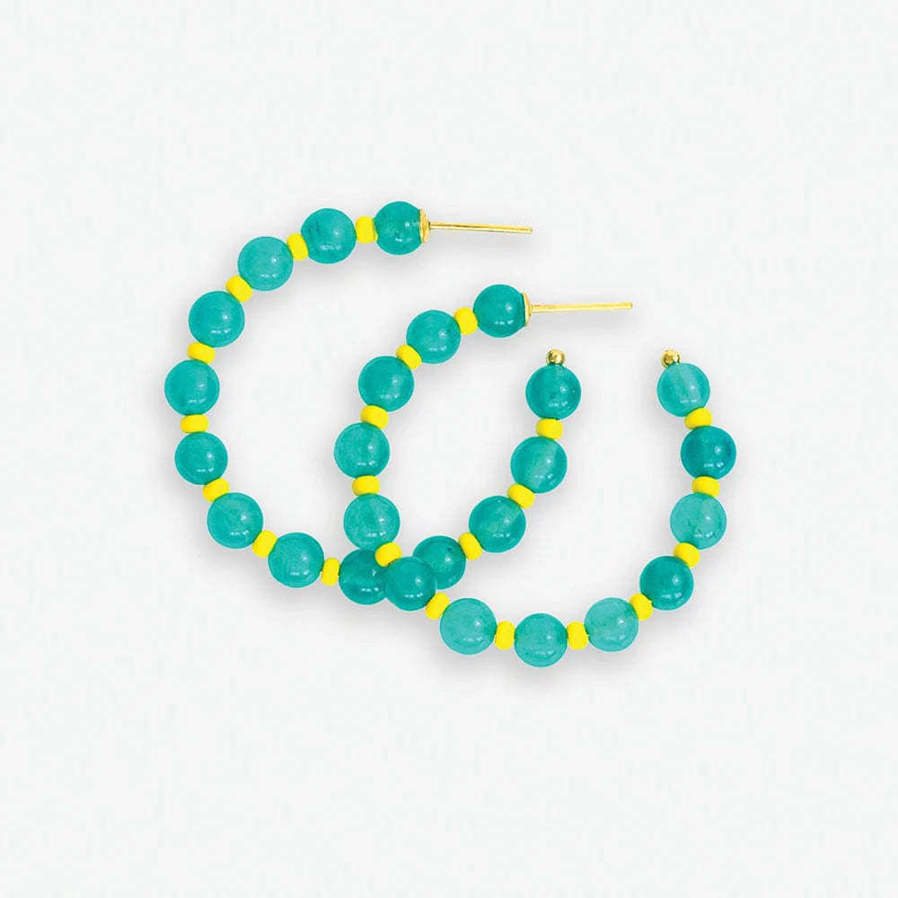 Angela Round Stones Hoop Earrings