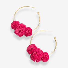 Rita Raffia Pom Hoop Earrings