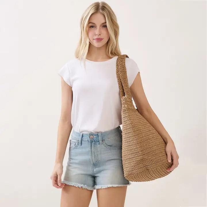 Round Bottom Woven Straw Tote