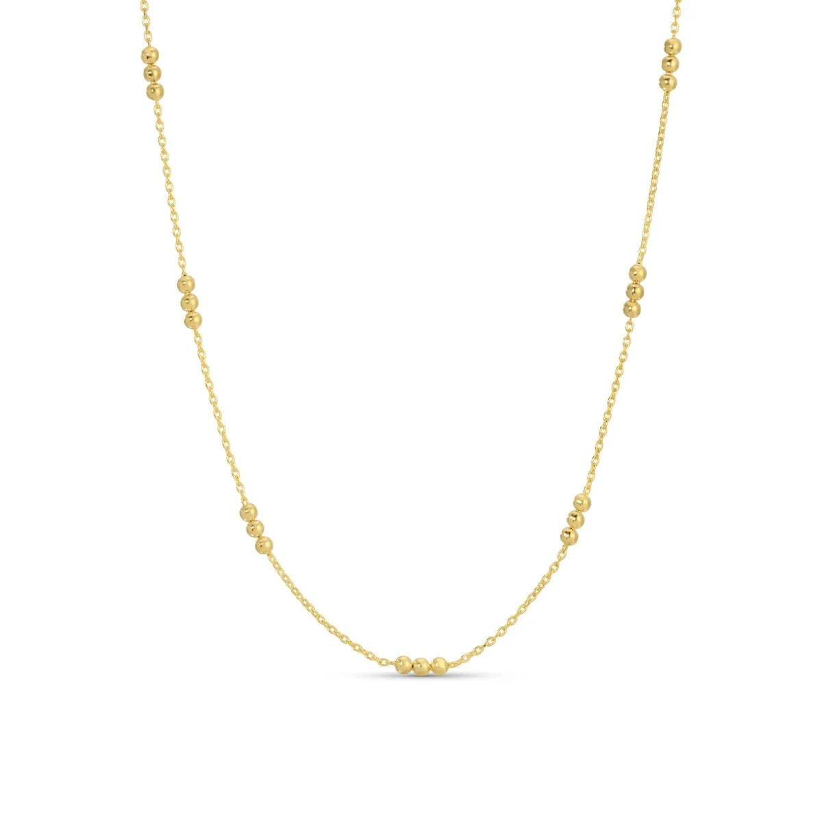 Delicate simple chain collar necklace with disbursed cluster