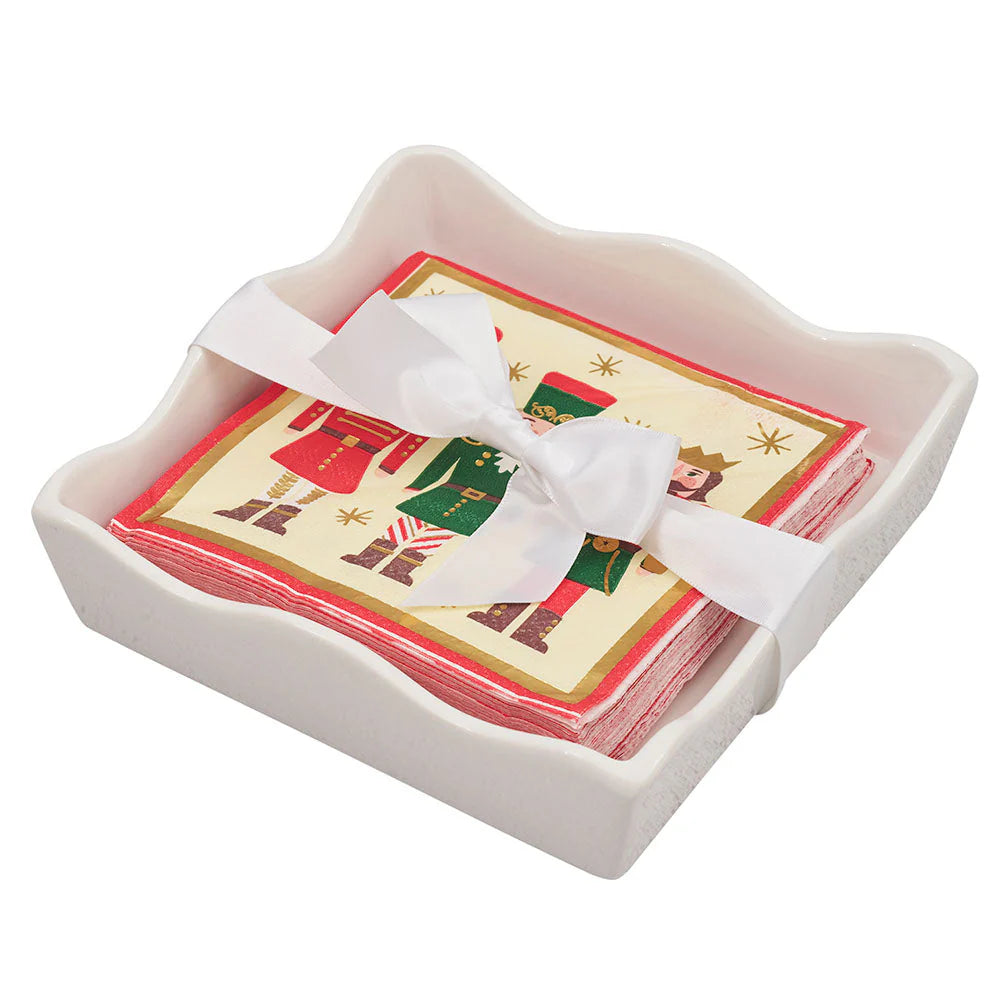 Ceramic Wave Napkin Tray-Nutcracker Christmas