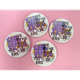 We Love The Tigers White and Purple Button