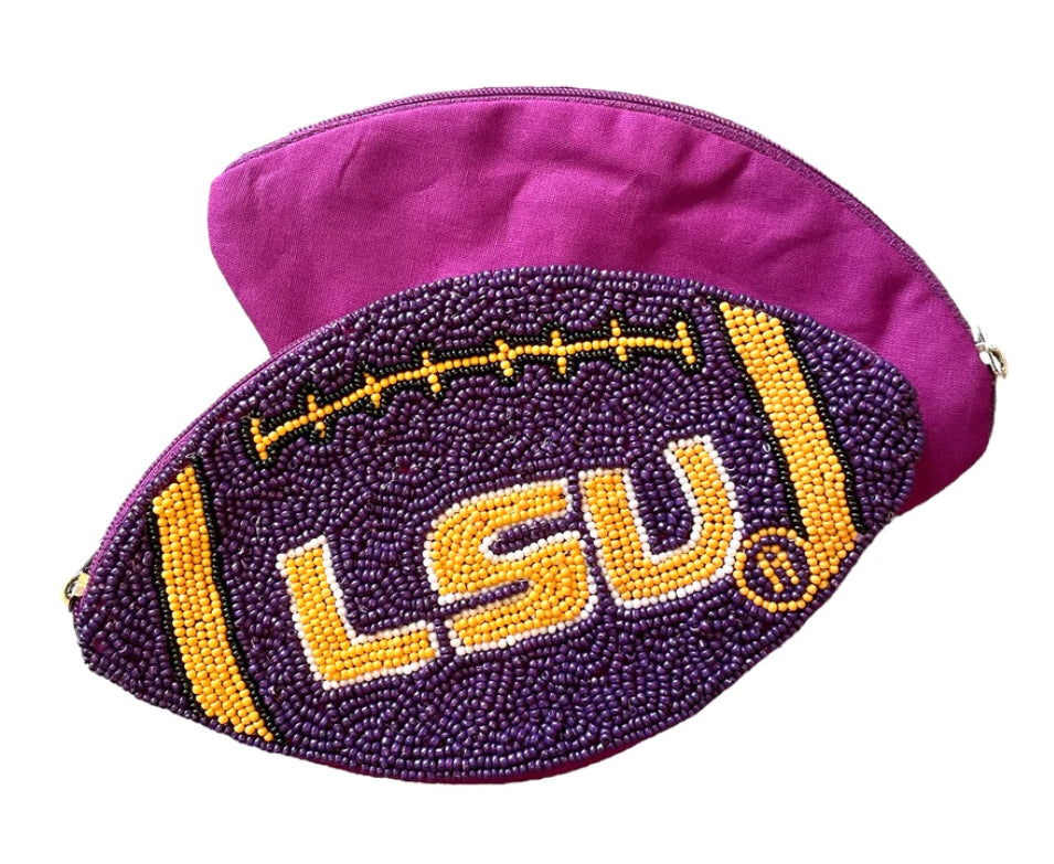 Beaded Football Pouch
