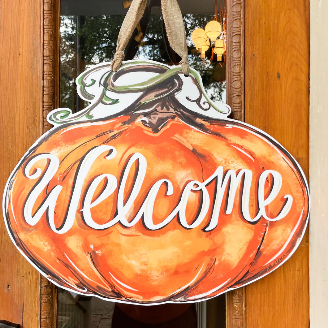 Pumpkin welcome door hanger