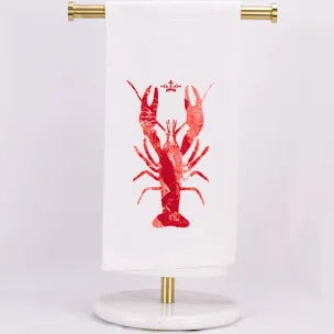 Watercolor crawfish flour sack hand towel