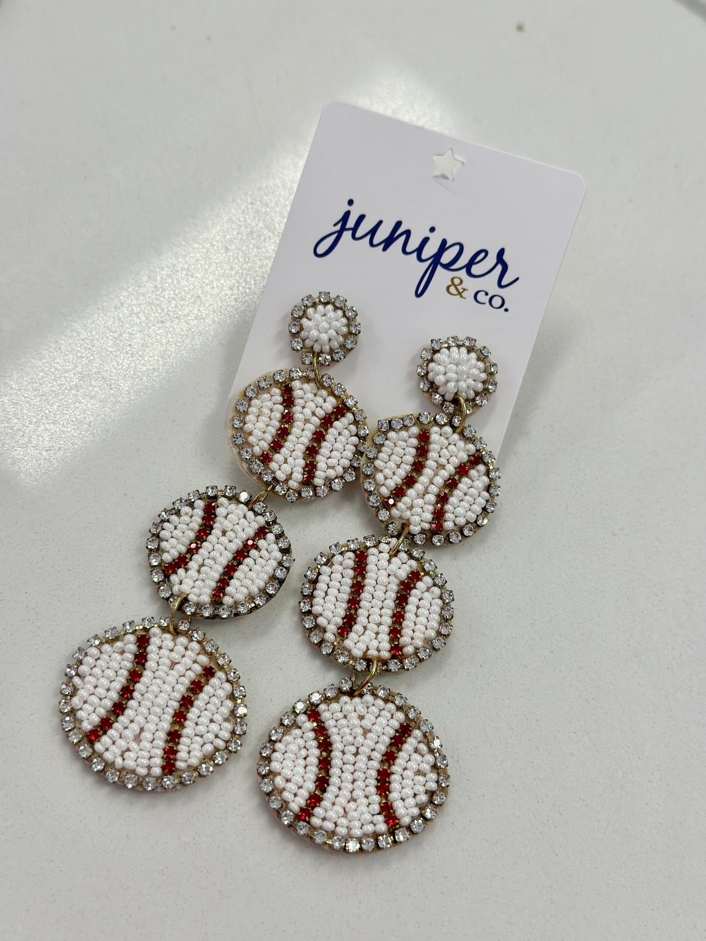 Triple Baseball Earrings