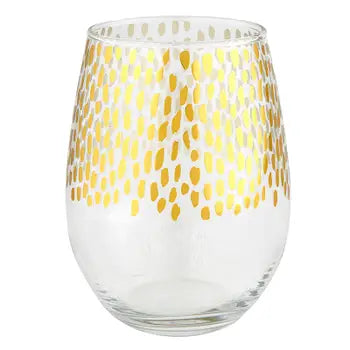 Gold and clear stemless glasses