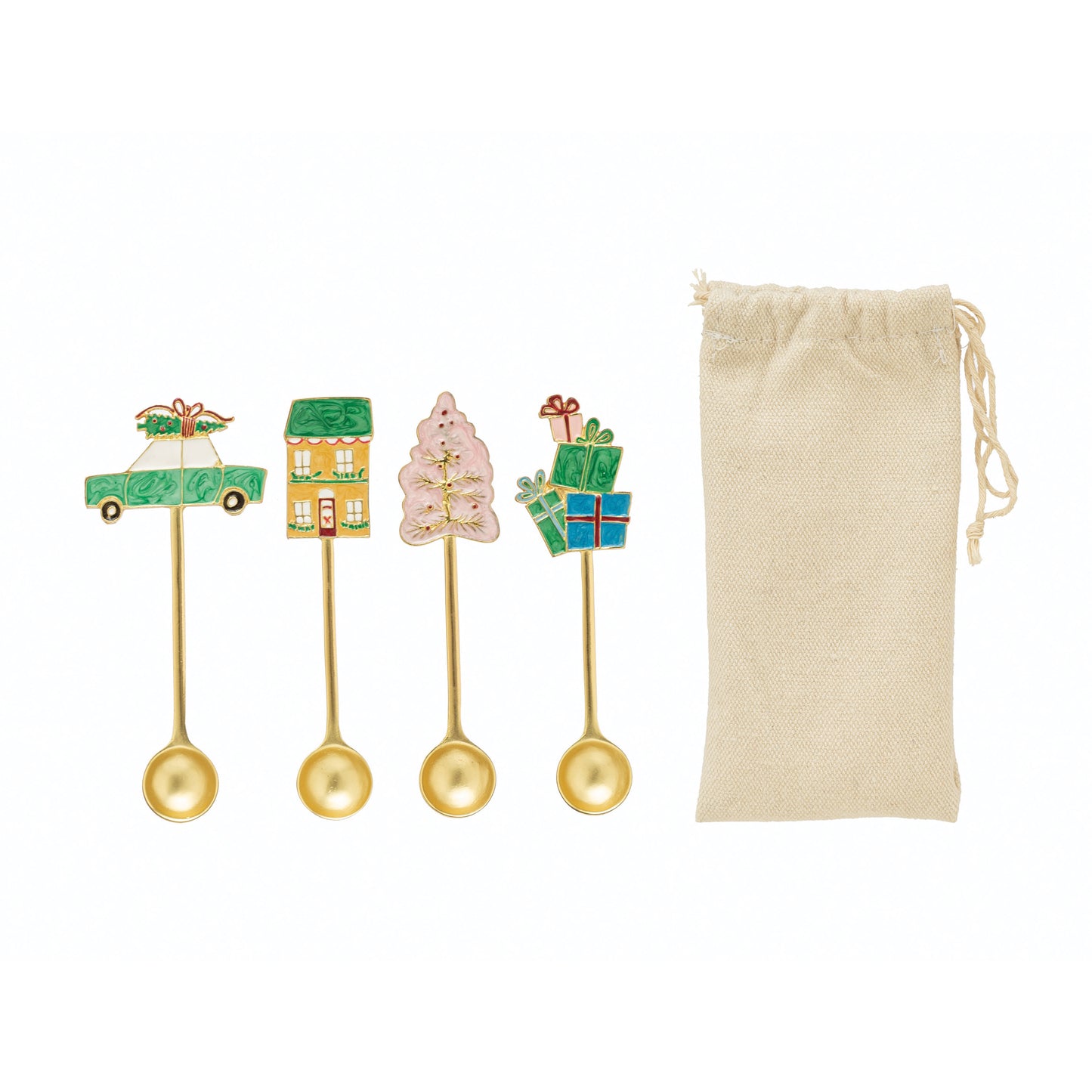 Zinc Alloy Spoons with Holiday Icon Handle in Bag