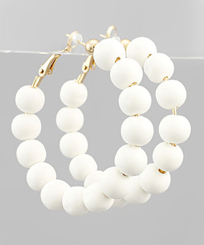 White clay hoop earrings