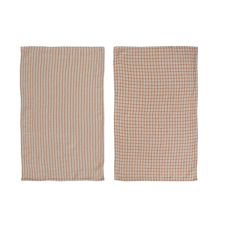 Natural and Rust Color Double Cloth Tea Towel