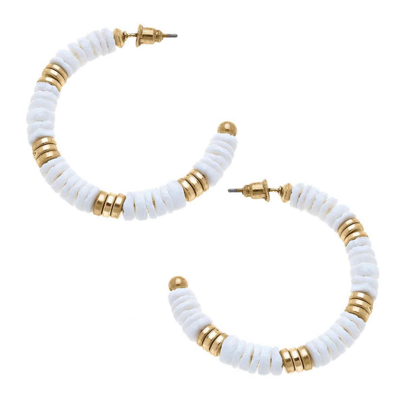 Joanna Beaded Shell Earring in Ivory