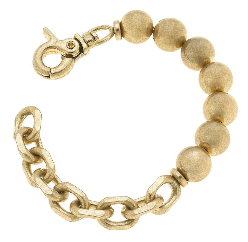 Mila Ball Bead Chunky Chain Bracelet in Worn Gold