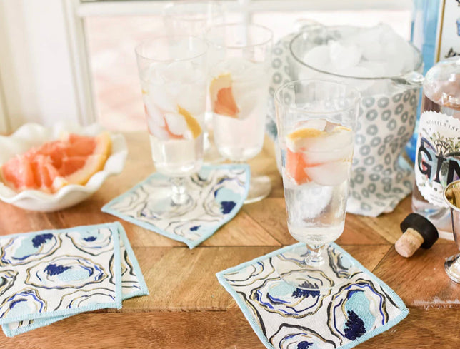 Oyster cocktail napkin/coaster set (4)