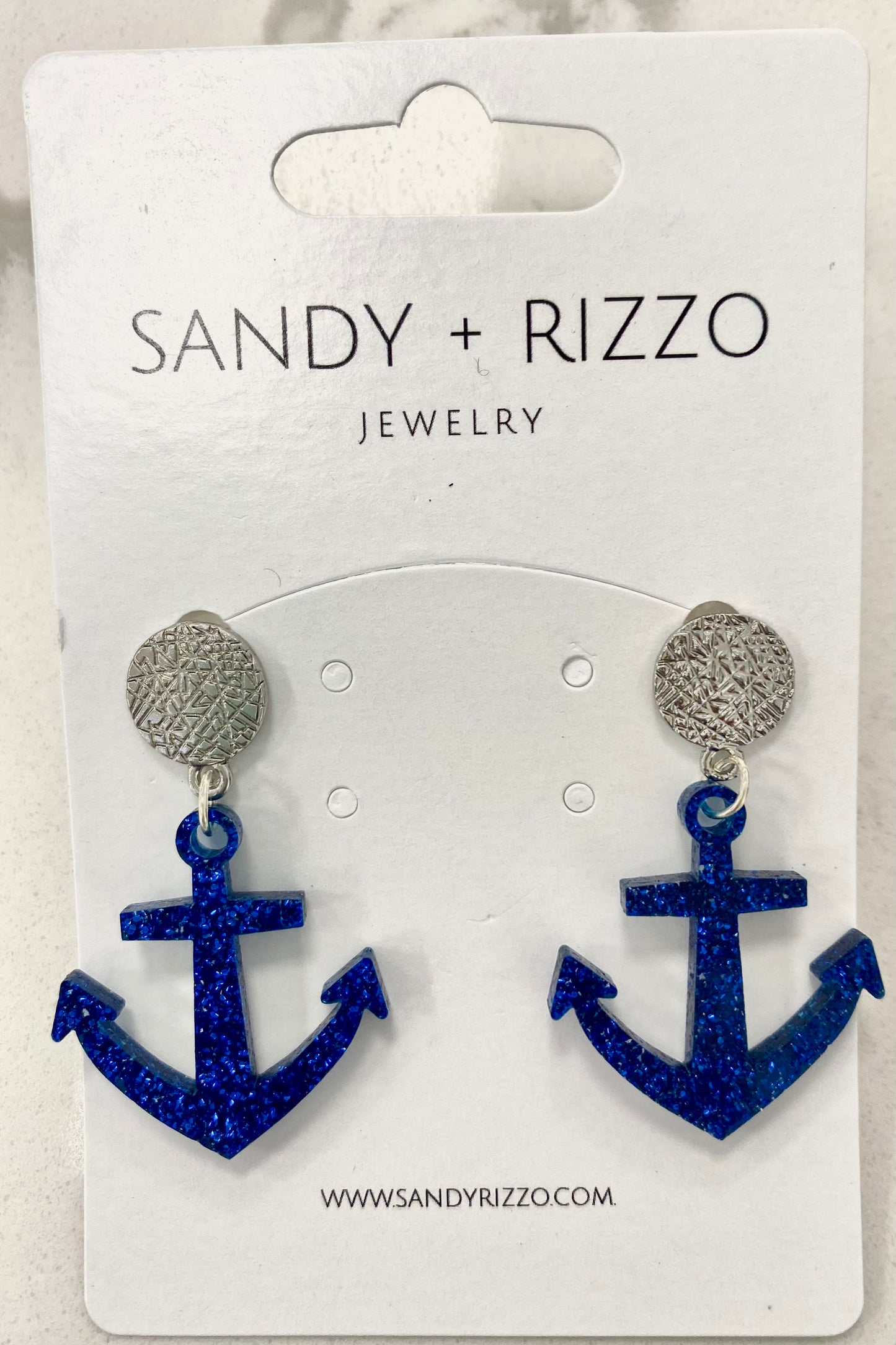 Silver and blue glitter anchor