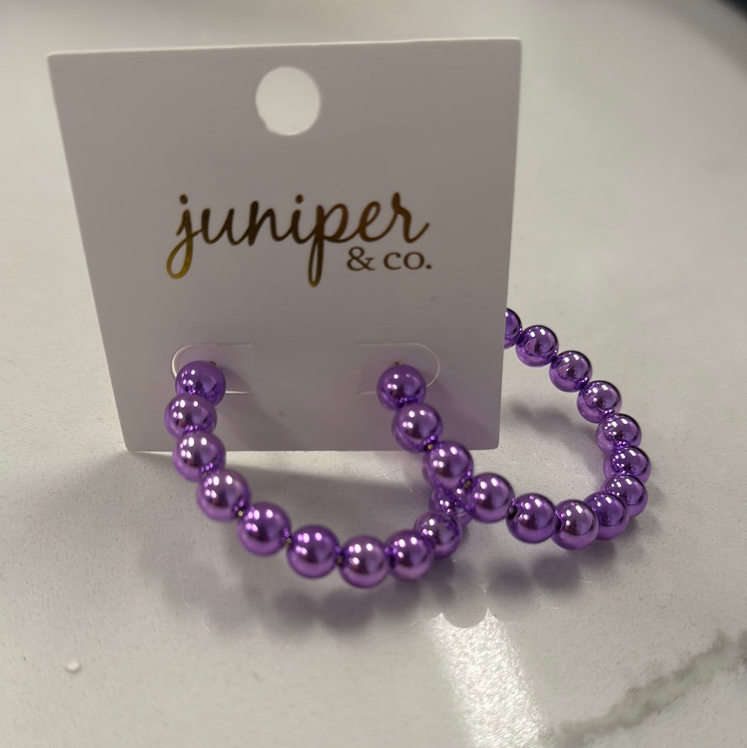Purple Bead Hoops
