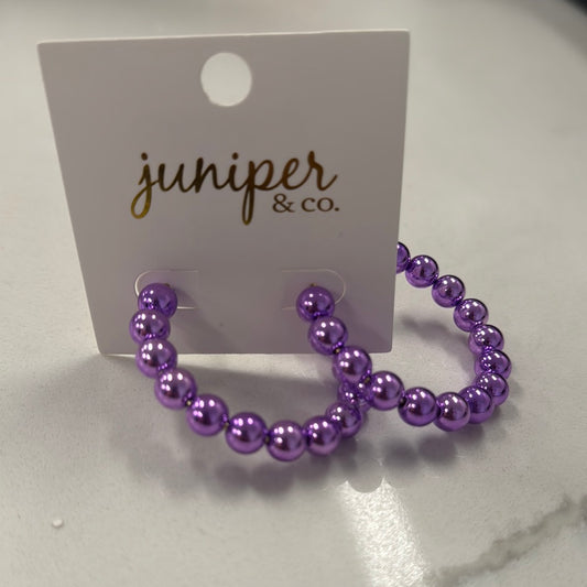 Purple Bead Hoops