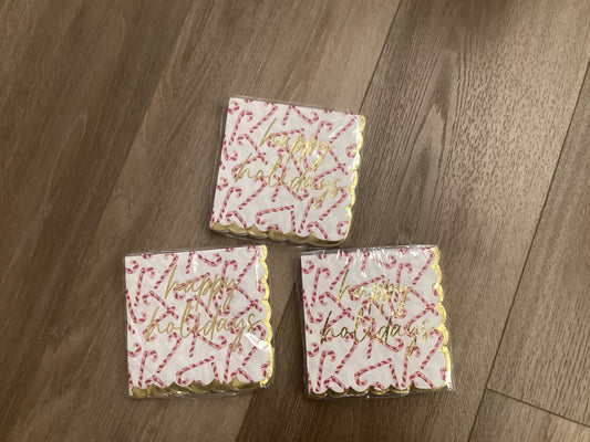 Candy Cane Paper Beverage Napkin