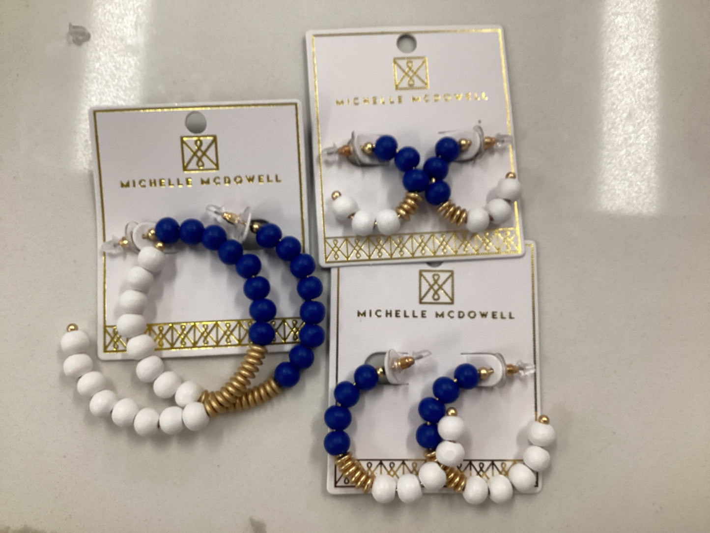 Kelly Blue and White Earrings
