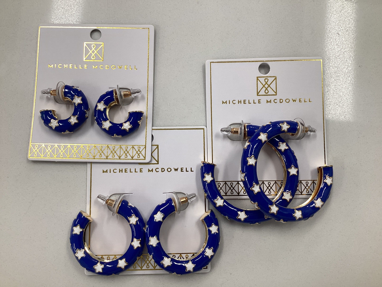 Justine Blue and White Earrings